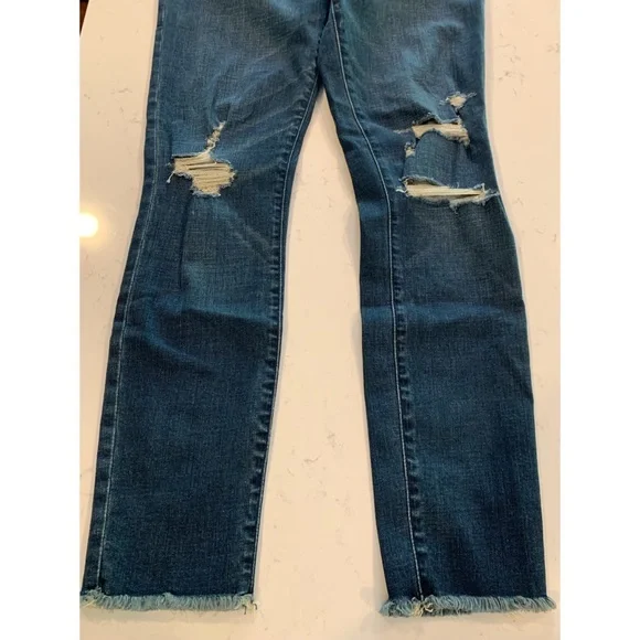 A&F Mid-Rise Super Skinny Distressed Jeans, Size 6 - Picture 2 of 8